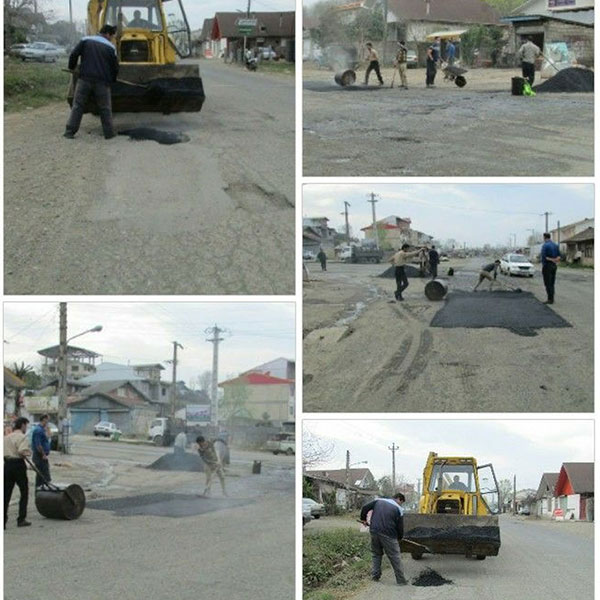 ادامه لکه گیری آسفالت معابر سطح شهر در راستای استقبال از بهار